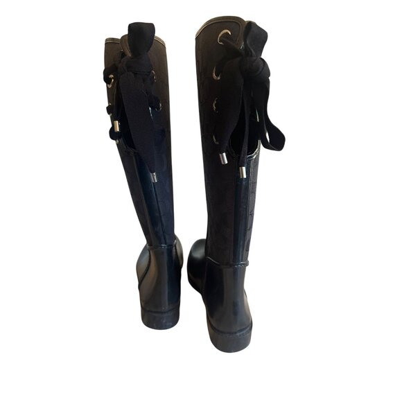 Coach Womens Black Monogram Knee-High Rain Boots Size 9 - Picture 2 of 9
